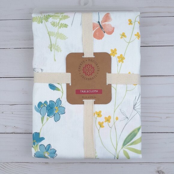 Fabric Tablecloth Floral Flowers Butterflies 60x102 Sketchbook - Picture 1 of 3